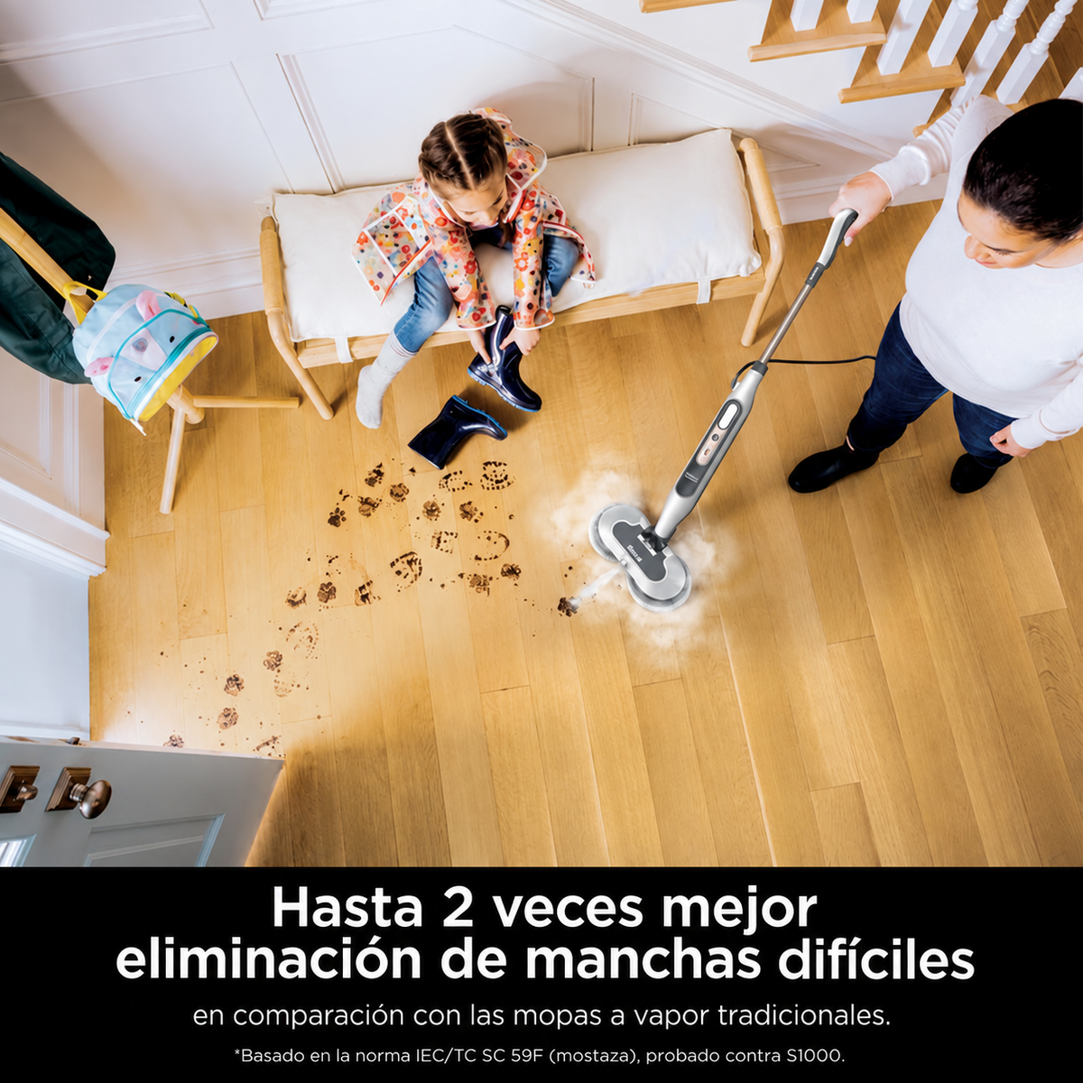 Mopa a Vapor con Cepillos Giratorios | Limpieza Profunda de Pisos