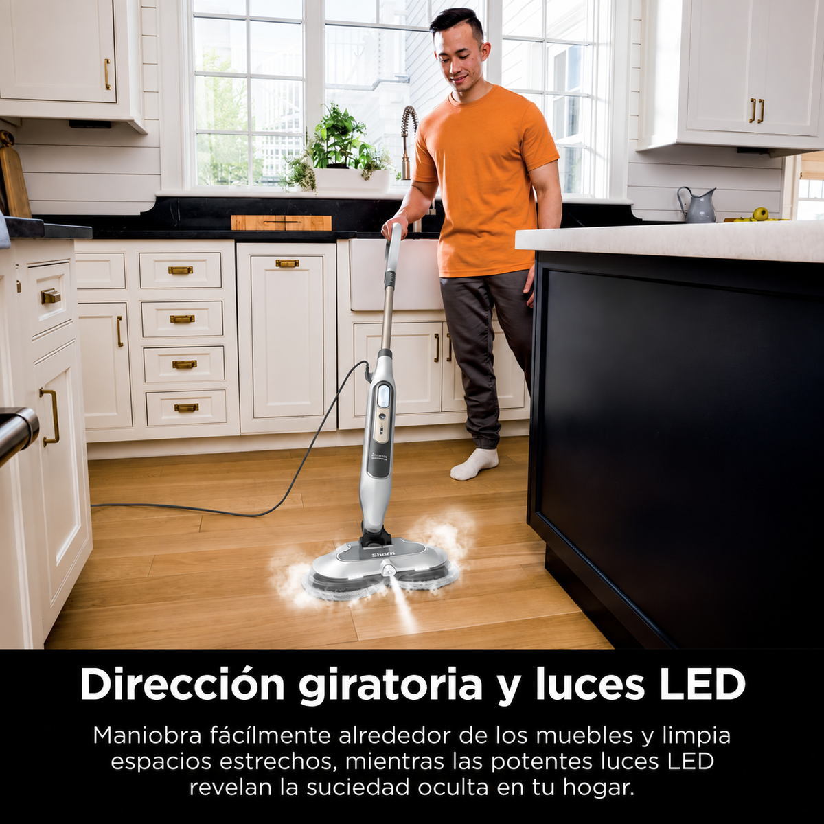 Mopa a Vapor con Cepillos Giratorios | Limpieza Profunda de Pisos