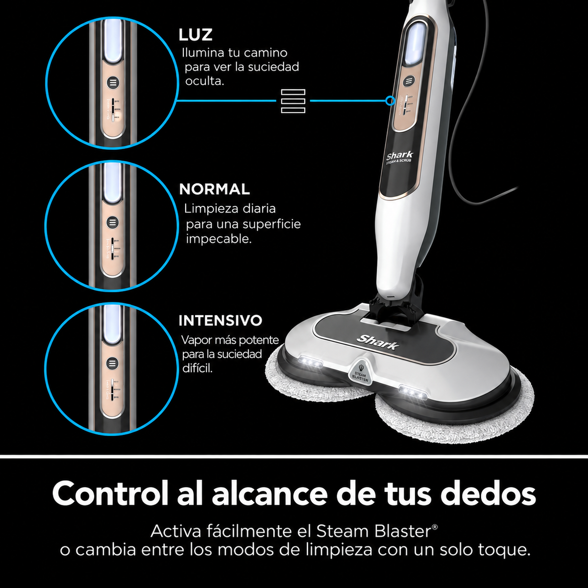 Mopa a Vapor con Cepillos Giratorios | Limpieza Profunda de Pisos