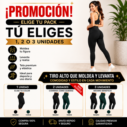 Calza Push Up Moldeadora de Tiro Alto, Define y Realza tu Figura